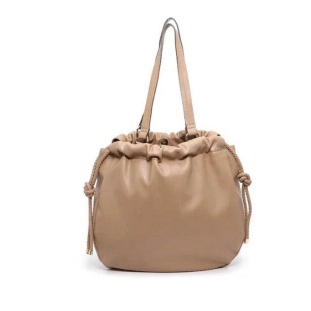 🔥SALE!! Anne Klein Vintage Leather Tan Drawstring Tote Purse